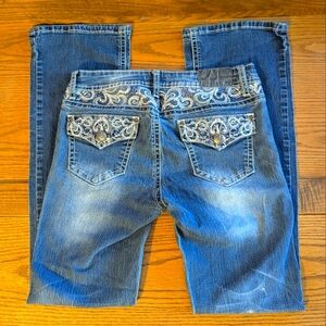 Women's Soundgirl Jeans with embellished button flap pockets, 7